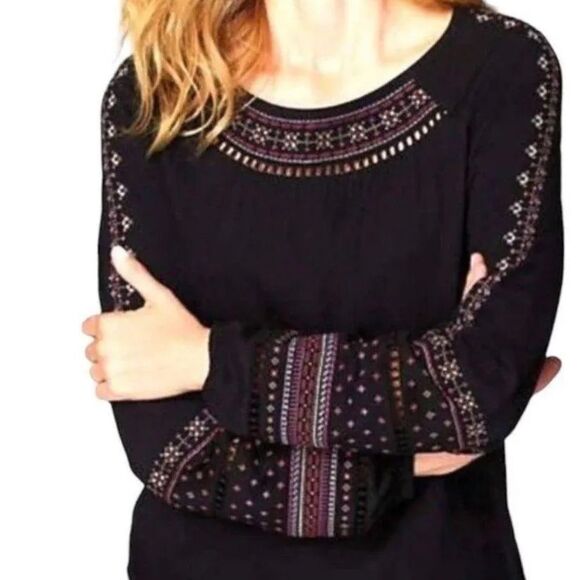 J.Jill Embroidered Long Sleeve Boho Peasant Top Women's Size XS - Picture 1 of 14